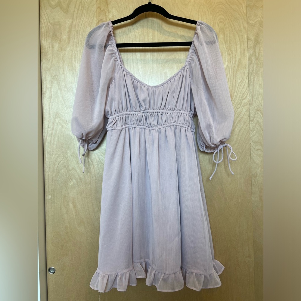 Elegant Light Purple Dress with Puff Sleeves